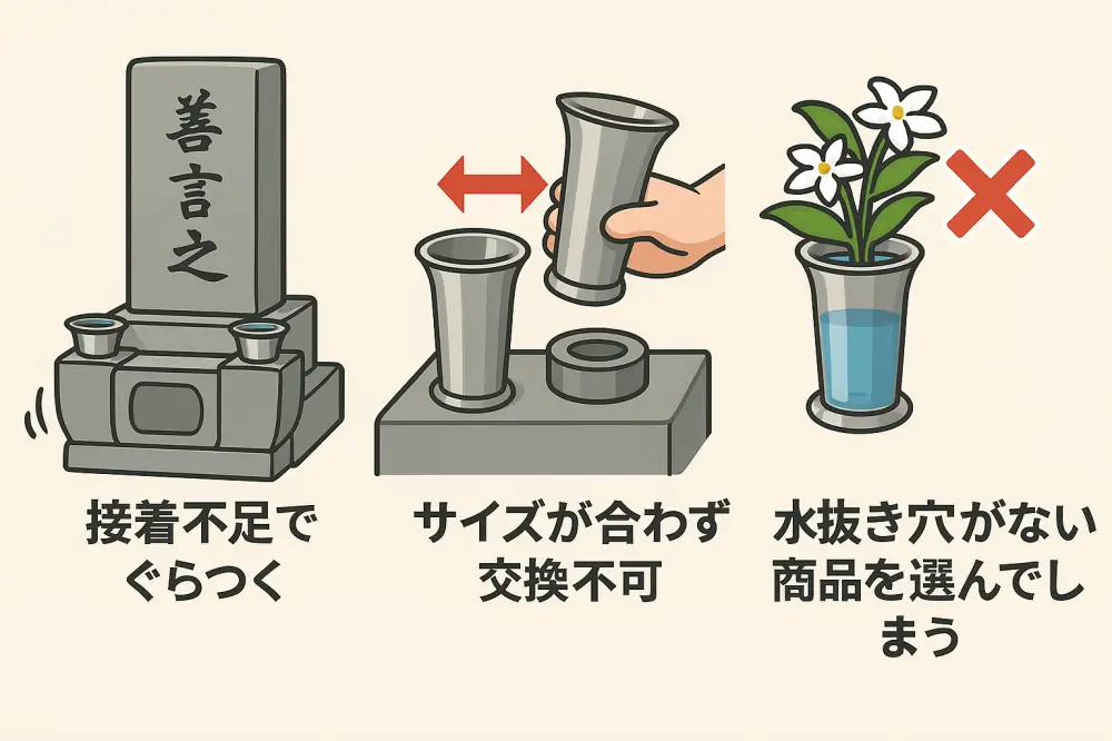 花立交換DIYでよくある失敗3選｜接着・サイズ・水抜き穴