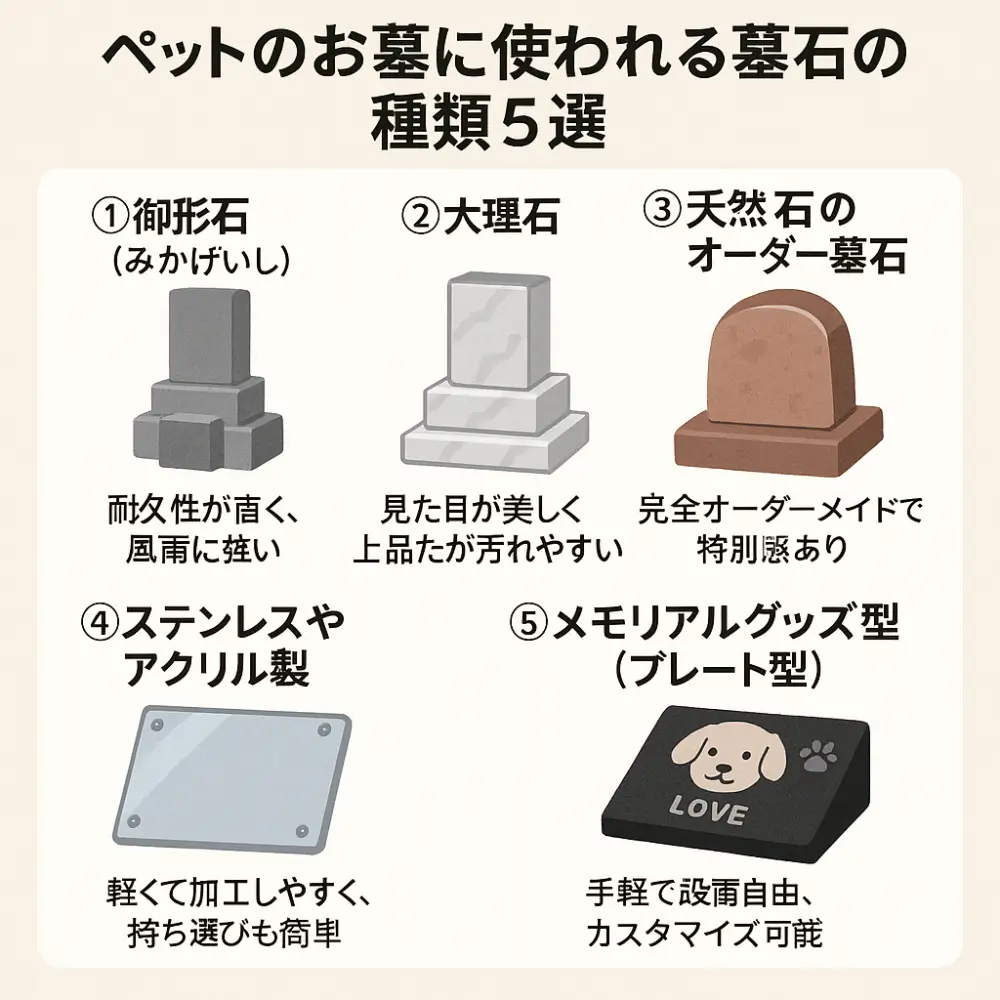 ペットのお墓に使われる墓石の種類５選