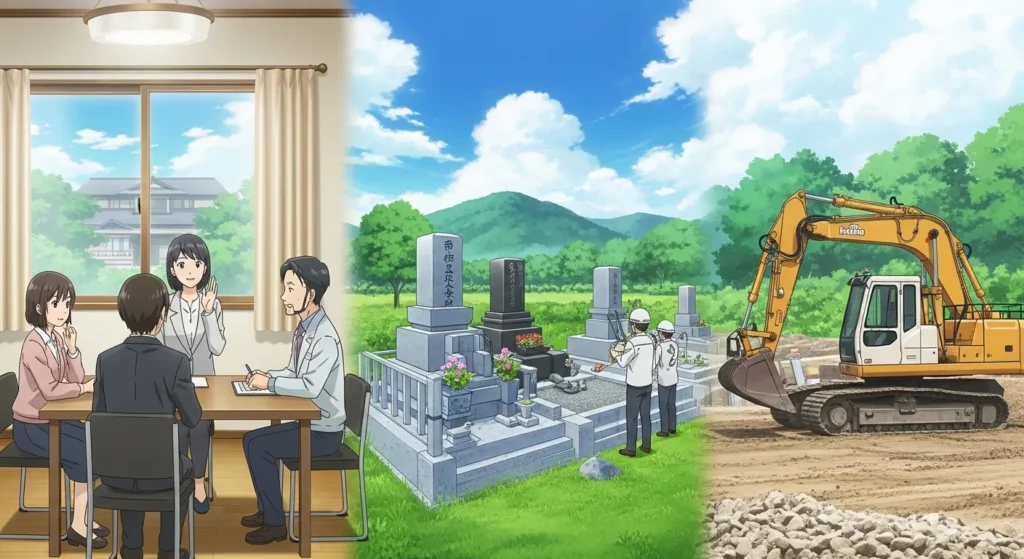 大阪で墓じまいの相談から撤去工事まで進める流れのイメージ