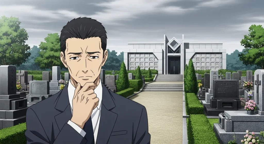 大阪で永代供養の費用が高くなるケースを考える男性のイメージ